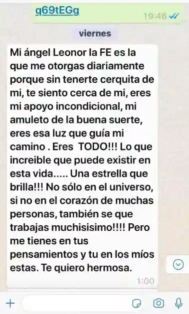 Captura de testimonio de consulta espiritual por WhatsApp