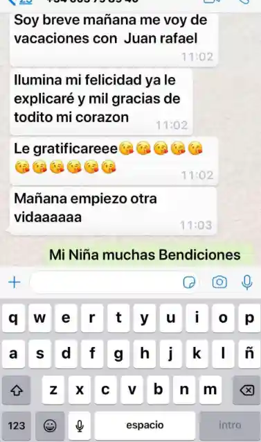 Captura de testimonio de consulta espiritual por WhatsApp